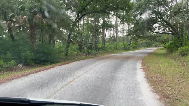 Driving into Clearwater Lake Recreation Area near Paisley, Florida US