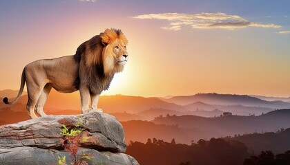 lion on sunset background
