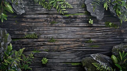 A nature-inspired graphic design template with realistic textures like wood and stone, ideal for eco-friendly brand promotions or nature conservation projects.