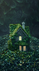 Naklejka premium house surrounded by green plants