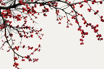 Christmas Berry. Festive Design with Red Berries on Nature Background