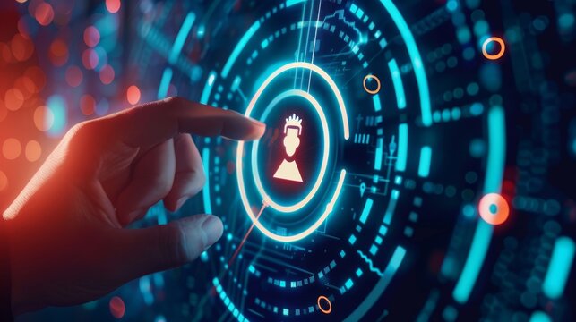 Empowering Selection Hand Picking Verified User Profile Icon on Touchscreen Digital Illustration