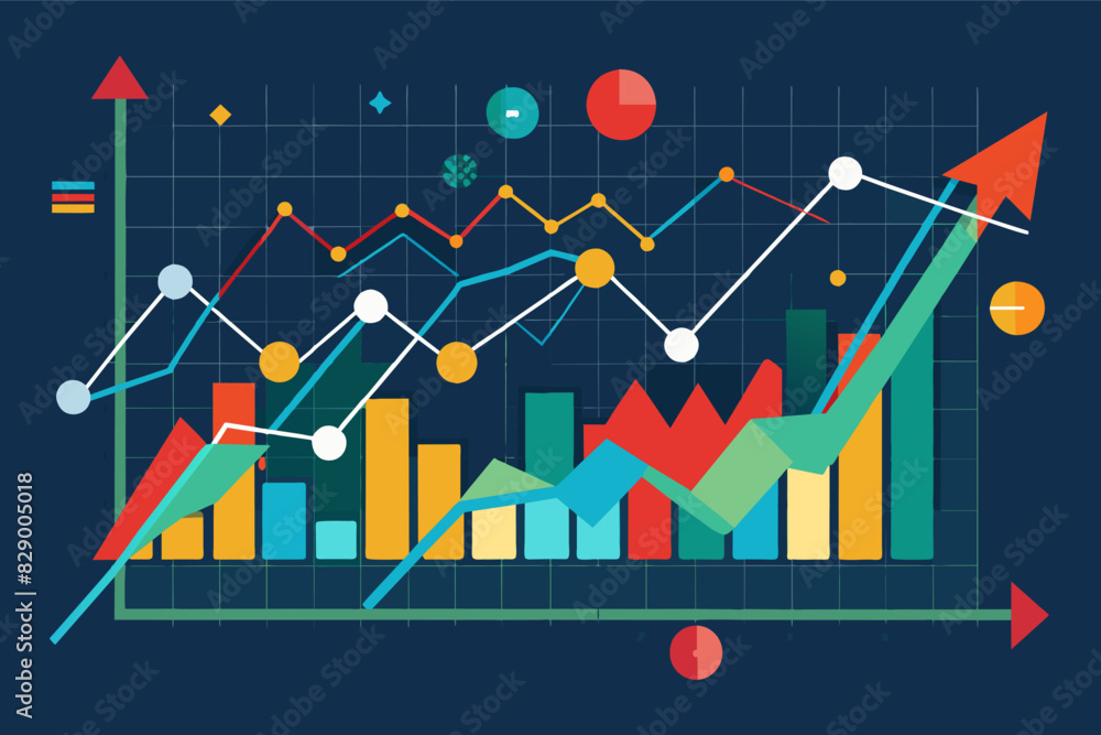 Poster a bar chart with arrows and graphs