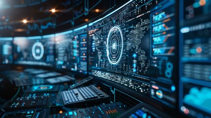 Fototapeta premium Cybersecurity solutions for threat detection, data protection, and network defense. Prioritize digital privacy with high-resolution images showcasing.