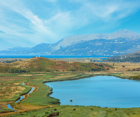 Big salt lake and Vivari channal in Butrint National Park, Albania.