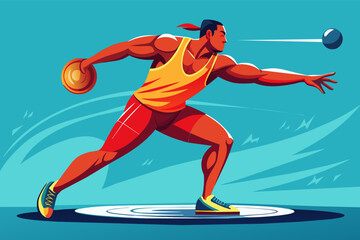 a man throwing a ball in a track and field, A male individual is tossing a ball at a track and field venue.