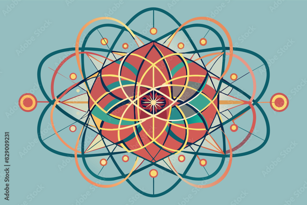 Poster a colorful geometric design with a star in the middle, the design features vibrant geometric pattern