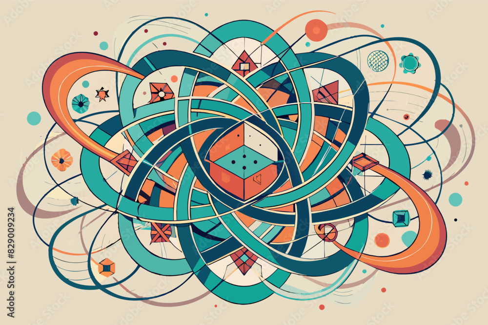 Poster a colorful geometric design with a star in the middle, The design features vibrant geometric patterns, highlighted by a central star motif.