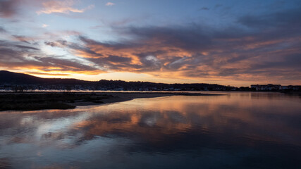 sunset over the lake