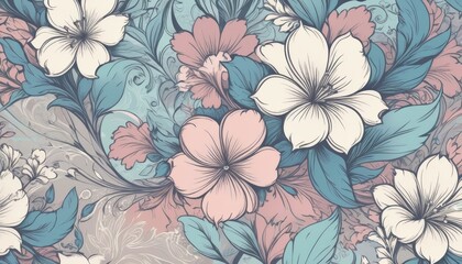 Fototapeta premium painting-A-vibrant-and-colorful-floral-pattern 