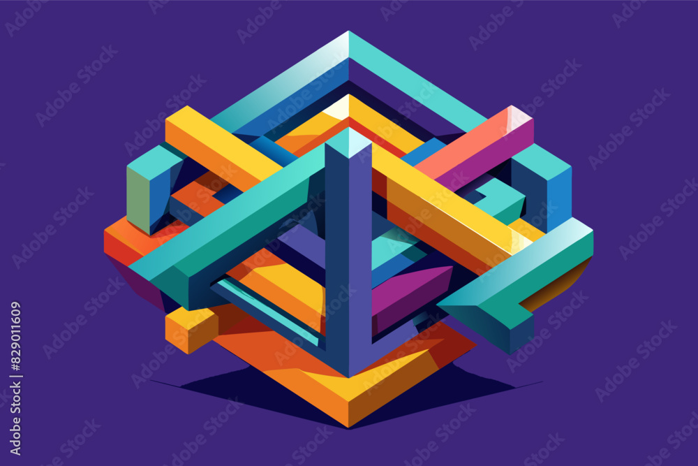 Poster a colorful abstract geometric design, an abstract design featuring vibrant geometric patterns.