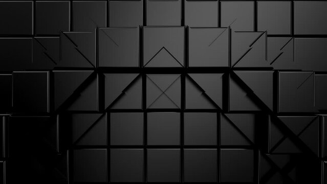 Cubes Form a Wave. Abstract motion, two color, 3d rendering, 4k resolution
