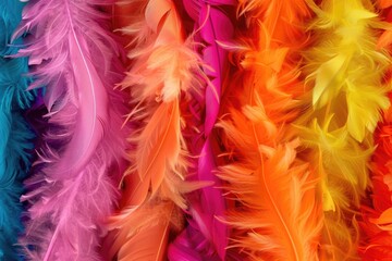 Fototapeta premium Vibrant close up shot of colorful feathers, perfect for artistic projects