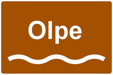 Illustration eines Namensschildes für den Fluss "Olpe"