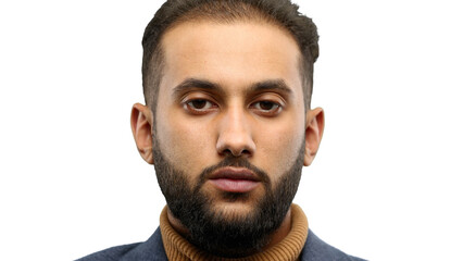 Fototapeta premium Man's face, close-up, on a white background