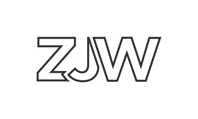 ZJW logo design template with strong and modern bold text. Initial based vector logotype featuring simple and minimal typography. Trendy company identity.