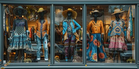 Fototapeta premium Fashion Forward Mannequins in Trendy Display, generative ai