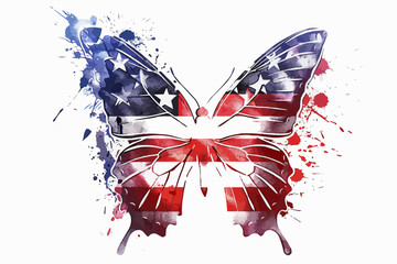 Butterfly symbol of the American flag. Independence Day. Liberty