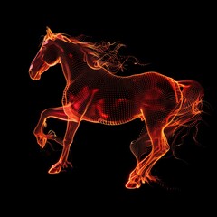 A stunning coral glow horse stands out against a black silhouette background, showcasing its elegant form