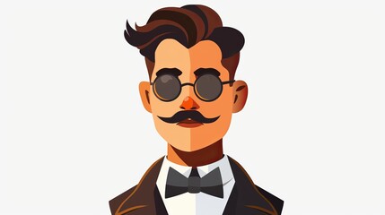 Gentleman avatar illustrated in vector format, isolated on a white background