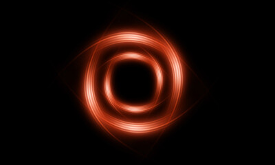 Abstract golden light circle, black background.