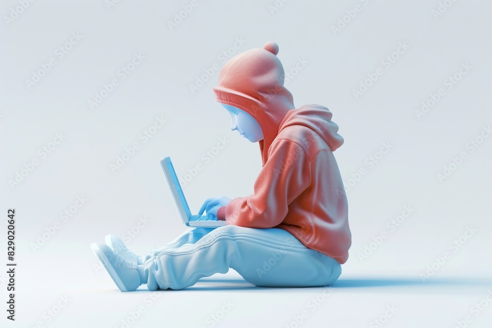 Poster man setting up a home wi fi network, emphasizing the importance of personal internet security and co
