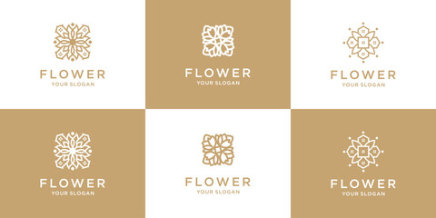 Floral ornament logo or icon set collection.