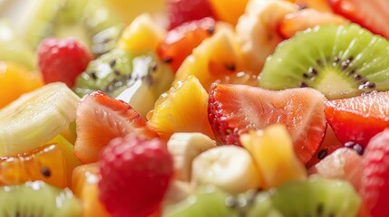 A vibrant closeup shot of an exotic fruit salad