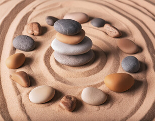 Stapled stones in a sand circle