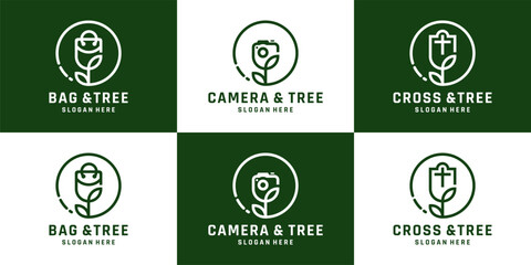 tree combination logo set.
