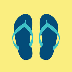 Flip-flops icon. Symbol of beach, vacation or rest. Attribute of travel, sea or summer.