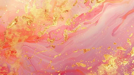 Peach pink and gold gradient holographic background. Marble gold.