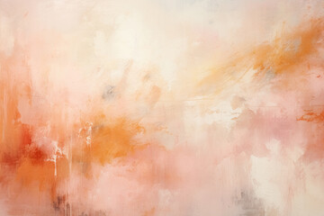 Fototapeta premium Canvas background with soft pink and peach fuzz colors, blended of cream paint strokes and splashes, abstract banner for design or web