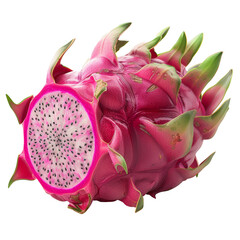 A juicy dragon fruit, separated from the background, with the background removed. Concept of tropical wonder. Generative Ai.