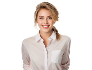 portrait of cheerful young woman smiling with natural face, happy joyful female with beauty concept