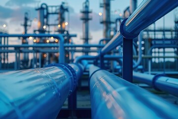 Oil and gas industry, modern pipelines in chemical production facility