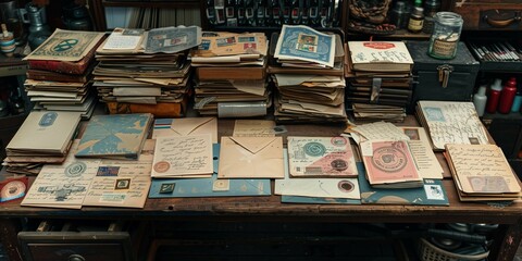 Cultural Stamps and Handwritten Notes from Around the World, generative ai