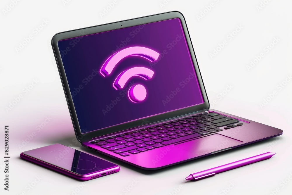 Poster man relaxing in a park with a laptop connected to wi fi, depicting the freedom and ease of accessing