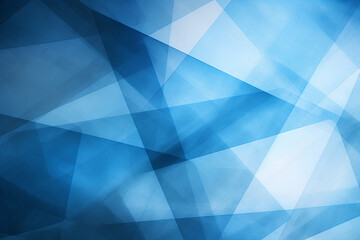 modern abstract blue background design with layers of textured white transparent material in triangle diamond and squares shapes in random geometric pattern
