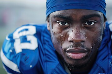 Fototapeta premium Portrait of confident American football player