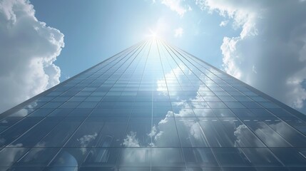 Reflective skyscraper surges skyward