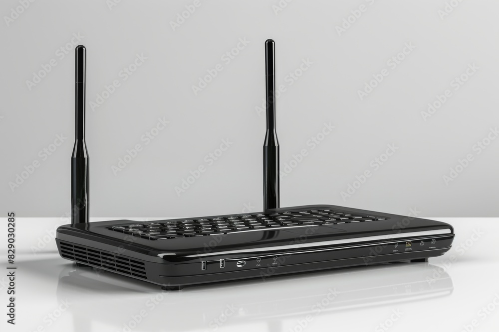 Poster high performance wi fi router on a clean background, symbolizing robust network solutions for demand