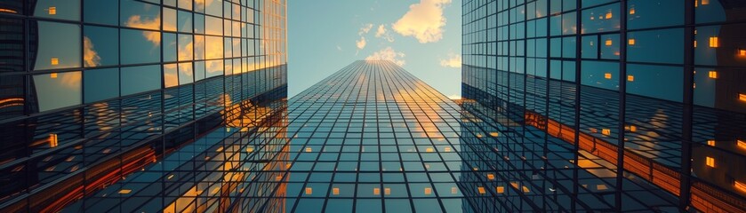 Reflective skyscraper surges skyward