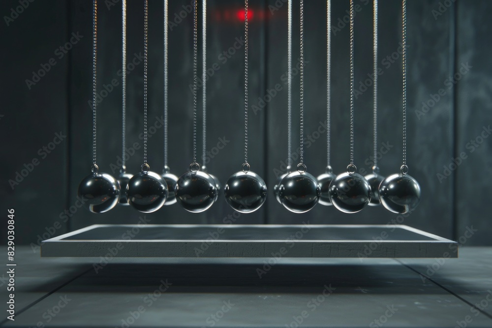 Aufkleber newton's cradle with a red light in the background. ideal for science and technology concepts