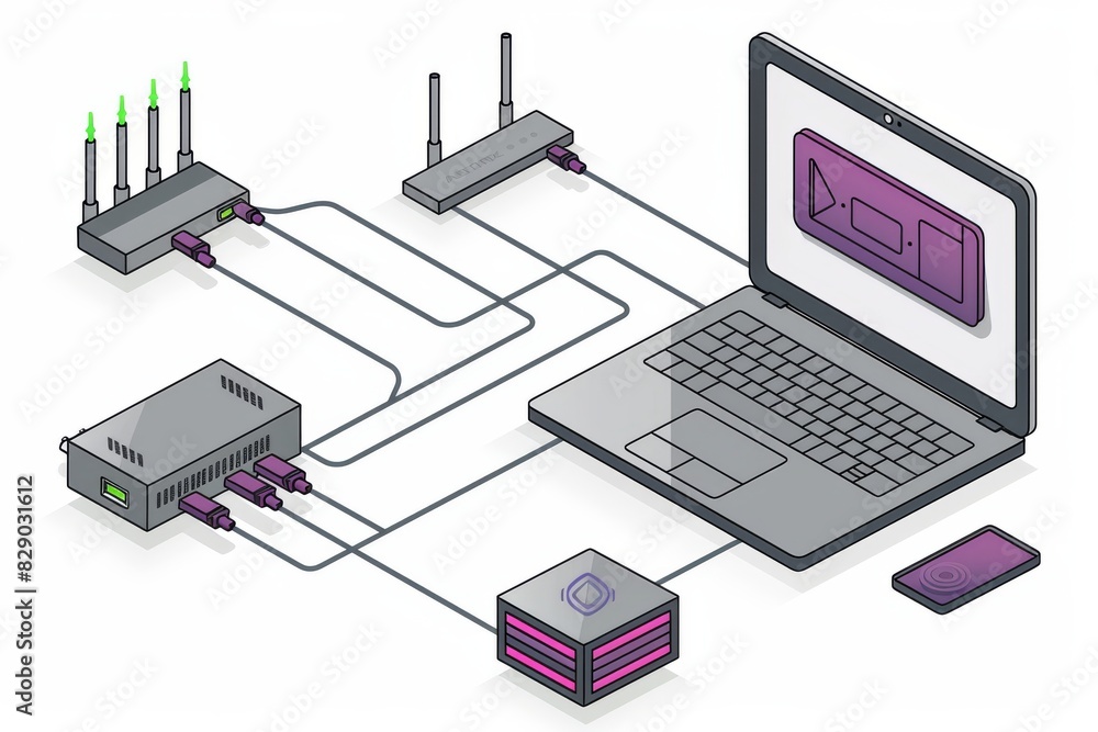 Poster modern network architecture design displayed on multiple screens, emphasizing the strategic planning