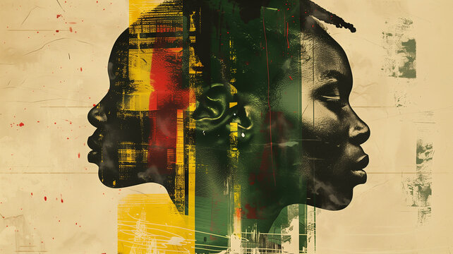 juneteenth freedom day poster. silhouettes of black people on the colored background.