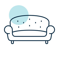 Soft sofa vector icon. Furniture sign