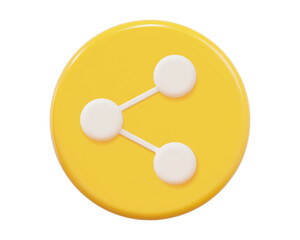 3d share button or icon yellow color. Stock vector illustration on isolated background