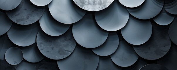 Obraz premium Detailed view of a wall constructed with overlapping metal circles creating a unique pattern