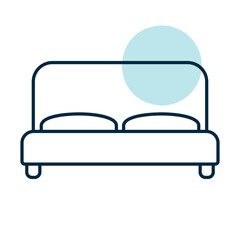 Big bed vector icon. Furniture sign